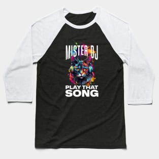 DJ Feline Fusion: A Mesmerizing Colorful Beat Baseball T-Shirt